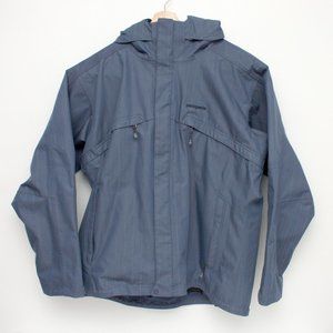 Patagonia Men's Outdoor Rain Jacket Large Blue Mesh Lined with Removable Hood